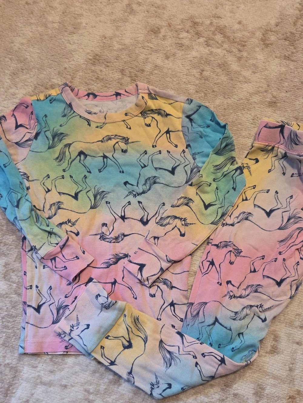 Gap Kids Rainbow Unicorn Pajama Top and Bottom Set